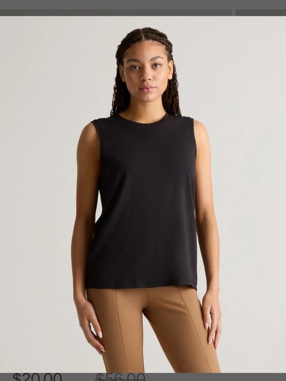 Quince Black Crewneck Sleeveless Tank Top